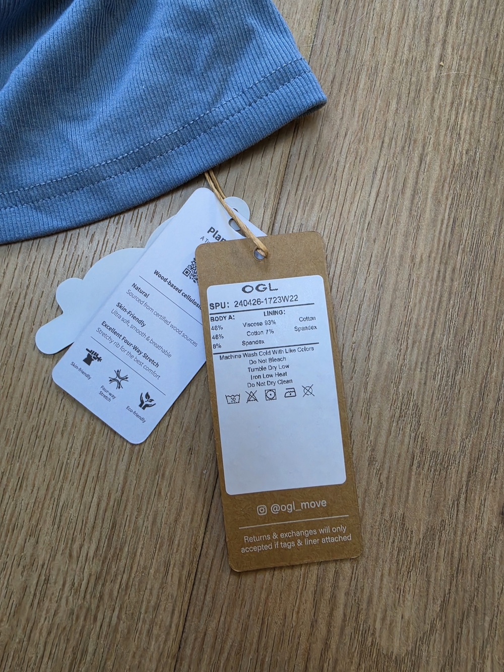 NWT OGL Move Ribbed Built-In Bra Tank Blue Women's Tank Top - Classic Scoop Neck - Picture 5 of 7